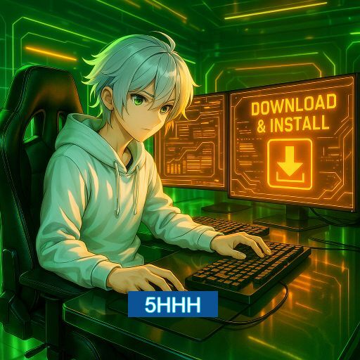 Imagem promocional do app oficial 5HHH destacando a conveniência de jogar cassino online pelo celular ou navegador