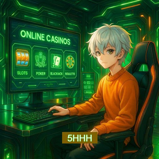 Imagem promocional do app oficial 5HHH destacando a conveniência de jogar cassino online pelo celular ou navegador